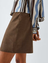 Marella Women's Rise Suede Leather Casual Classic Mini Skirt - Brown - UK 12