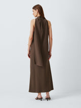 Marella Women’s A-Line Scarf Neck Sleeveless Midi Occasion Dress UK 14 Brown