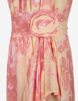 NEW Marella Fiero Halterneck Floral Regular Ruffle Midi Dress - Cream/Pink UK12