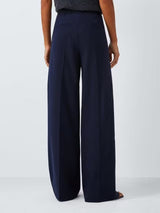 Marella Women's Diorama Wide Leg Mid Rise Regular Fit Trousers - Navy - UK 6