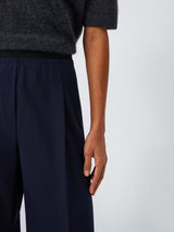 Marella Women's Diorama Wide Leg Mid Rise Regular Fit Trousers - Navy - UK 6