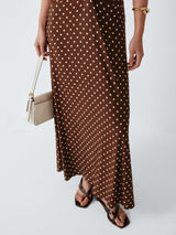 Marella Teca V-Neck Short Sleeve Polka Dot Maxi Dress - Brown/White - Small