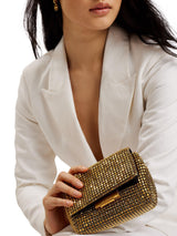 NEW Ted Baker Gliters Crystal Embellished Party Clutch Cross Body Bag - Gold