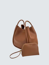 CHARLES & KEITH Women's Lyla Tubular Slouchy Faux Leather Tote Bag Chocolate