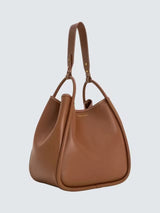 CHARLES & KEITH Women's Lyla Tubular Slouchy Faux Leather Tote Bag Chocolate