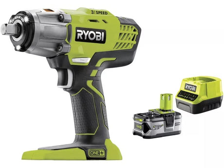 Ryobi R18IW3-140SF 400Nm Impact Wrench Starter Kit - Green - Kazoop 