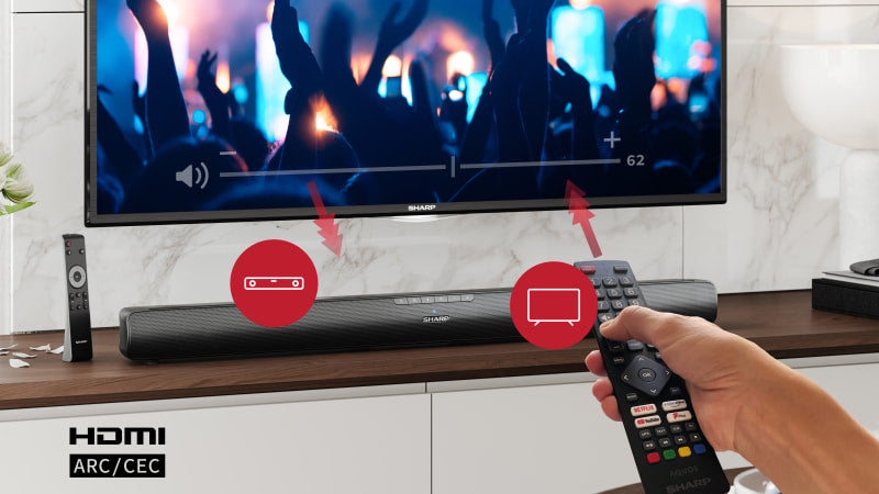 Sharp HT-SB100K 2.0 75W Soundbar with HDMI & Aux & Bluetooth 5.1 - Black