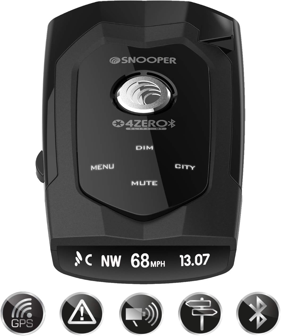Snooper 4Zero Elite BT GPS Bluetooth Radar Laser Camera Detector - Black