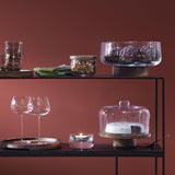 LSA International City Wood Base 26cm Glass Cake Cheese Dome - Clear/Natural