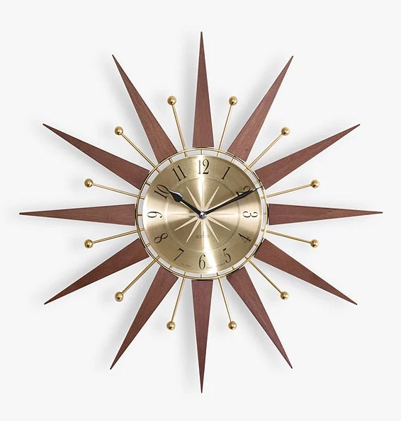 Acctim Woolcot Spokes 49cm Analogue Quartz Wall Clock - Brass/Walnut - Kazoop 