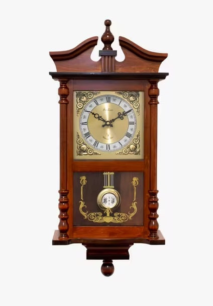 Acctim Westbury Radio Controlled Roman Numeral Pendulum Wall Clock - Brown