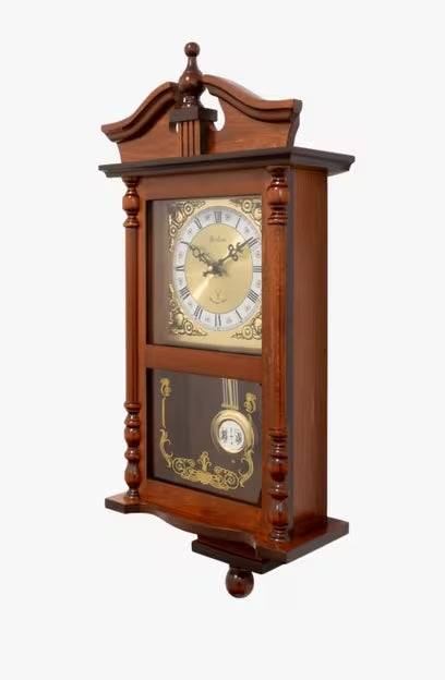 Acctim Westbury Radio Controlled Roman Numeral Pendulum Wall Clock - Brown