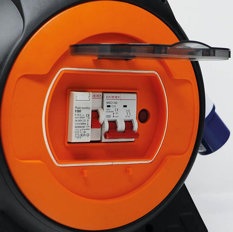 Maypole 230V 10A 15m Mobile Mains Roller Power Unit with USB & LED Light