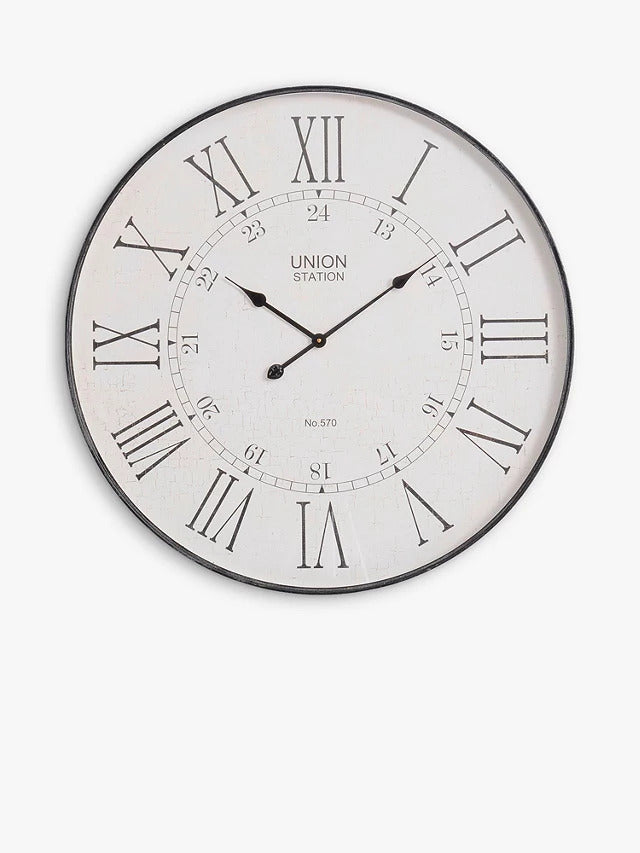 Libra Interiors Roman Numeral Round Wall Clock Dia.80cm - Antique Grey - Kazoop 