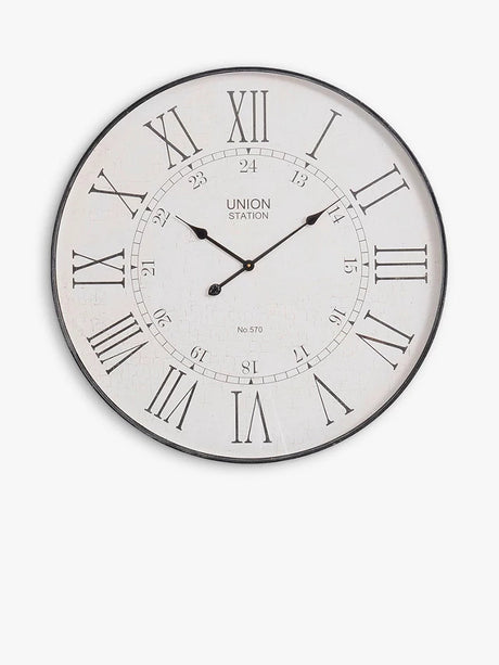 Libra Interiors Roman Numeral Round Wall Clock Dia.80cm - Antique Grey - Kazoop 