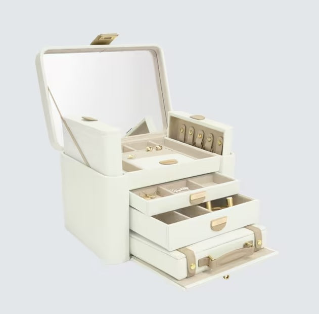 Stackers The Dulwich Belgravia Leather Jewellery Organiser Box - Cream/Mink