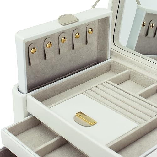 Stackers The Dulwich Belgravia Leather Jewellery Organiser Box - Cream/Mink