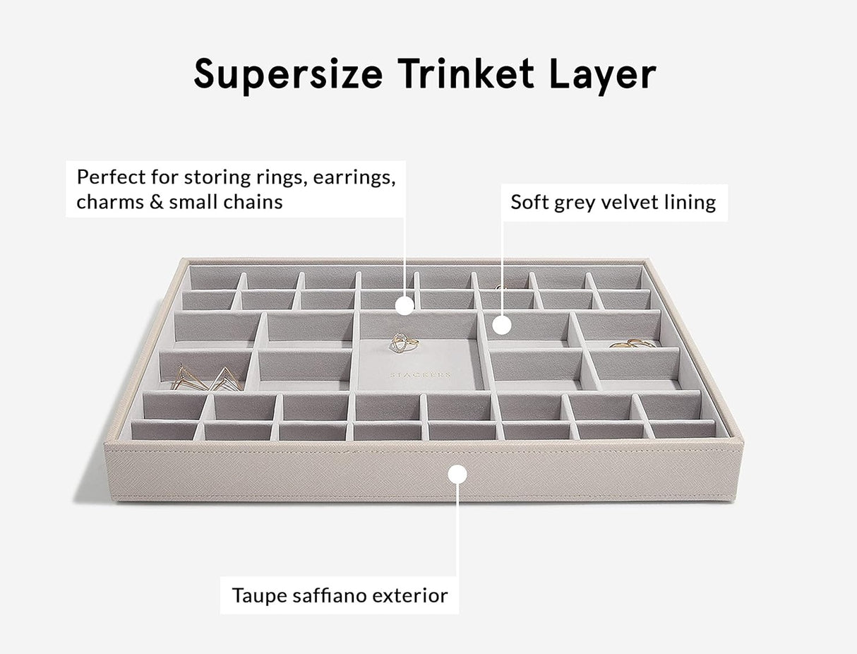 Stackers Supersize Large Jewellery Organiser Box Set of 3 - Taupe - Kazoop 