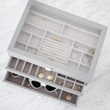 Stackers Supersize Glass Lid Jewellery Box with 3 Drawers - Pebble Grey