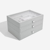 Stackers Supersize Glass Lid Jewellery Box with 3 Drawers - Pebble Grey