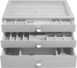 Stackers Supersize Glass Lid Jewellery Box with 3 Drawers - Pebble Grey - Kazoop 