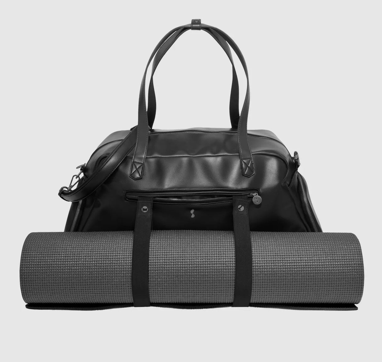 Stackers Women's Faux Leather Large Travel Sports Duffel Gym Bag - Black