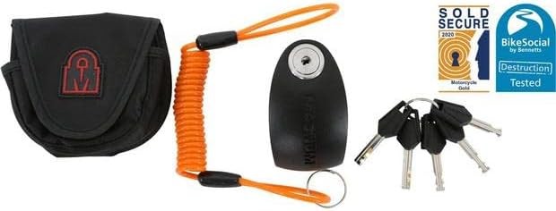 Magnum+ Titan Motorcycle Anti-Theft 8/10 Alarm Disc Lock 10mm - Black/Orange