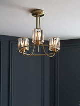 Bay Lighting Lyon 3 Arm Semi Flush Dimmable Ceiling Light - Antique Brass - Kazoop 