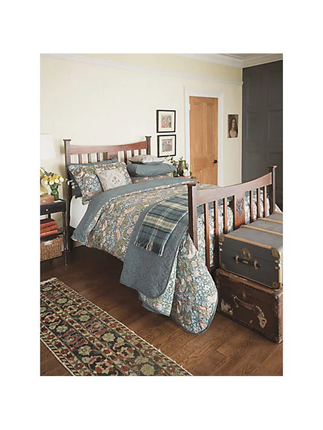 Morris & Co. Strawberry Thief 100% Cotton Bedspread L265 x W260cm - Slate - Kazoop 