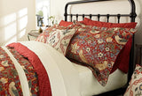 Morris & Co. Strawberry Thief Cotton King Size Duvet Cover Set - Crimson Red - Kazoop 