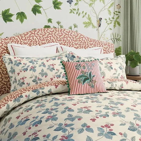 Sanderson Rubus Double Duvet Cover Pillow Case Set Multicoloured - Raspberry