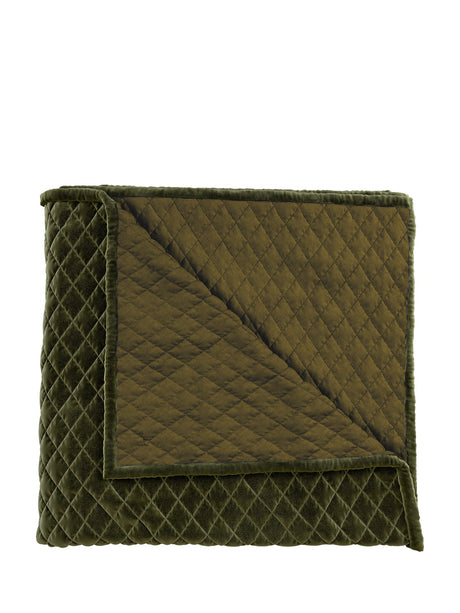 Bedeck of Belfast Clarence Quilted Velvet Throw - H200 x W150 - Light Green - Kazoop 