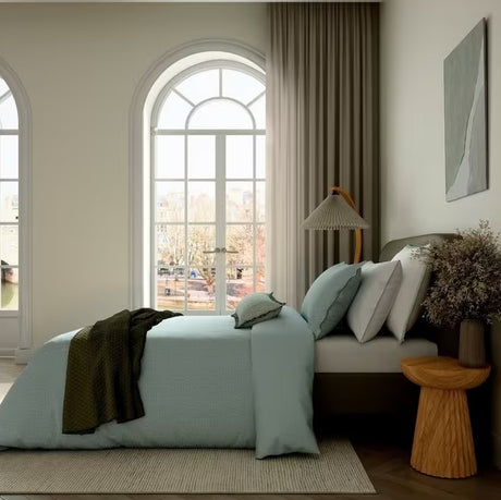 Bedeck of Belfast Emmy Cotton Sateen Double Duvet Cover Set - Duck Egg