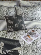 Burleigh x Bedeck Regal Peacock Cotton Charcoal Duvet Cover Set - Double