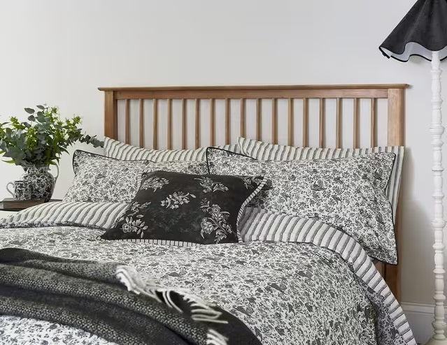 Burleigh x Bedeck Regal Peacock Cotton Charcoal Duvet Cover Set - Double