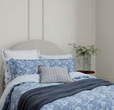 Bedeck of Belfast Floral Blue Chambray 200TC Cotton Duvet Cover Set - Double