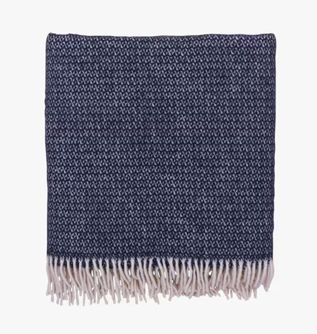 Burleigh x Bedeck Decorative Fringed Soft Wool Throw 170 x 130cm - Blue