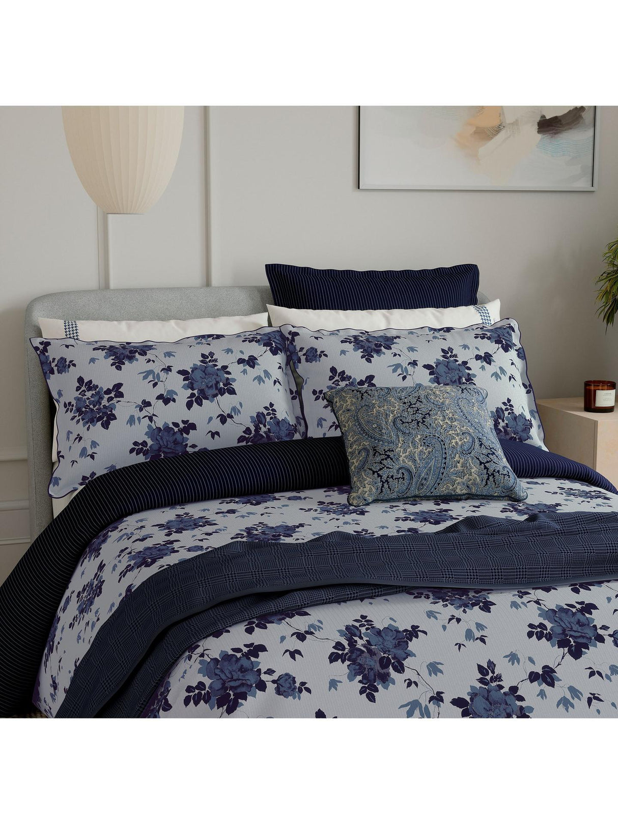Bedeck of Belfast Freya Floral King Size Duvet Cover Set - Midnight Blue