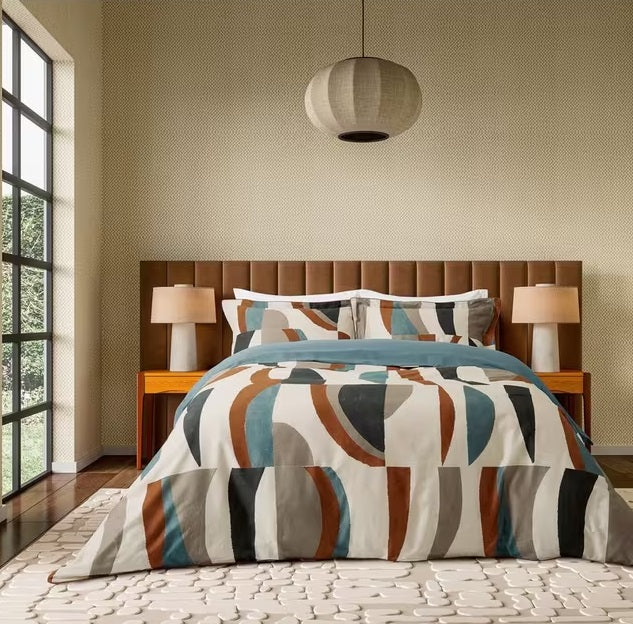 Harlequin Torillo Cotton King Duvet Cover - Black Earth/Cornflower/Walnut