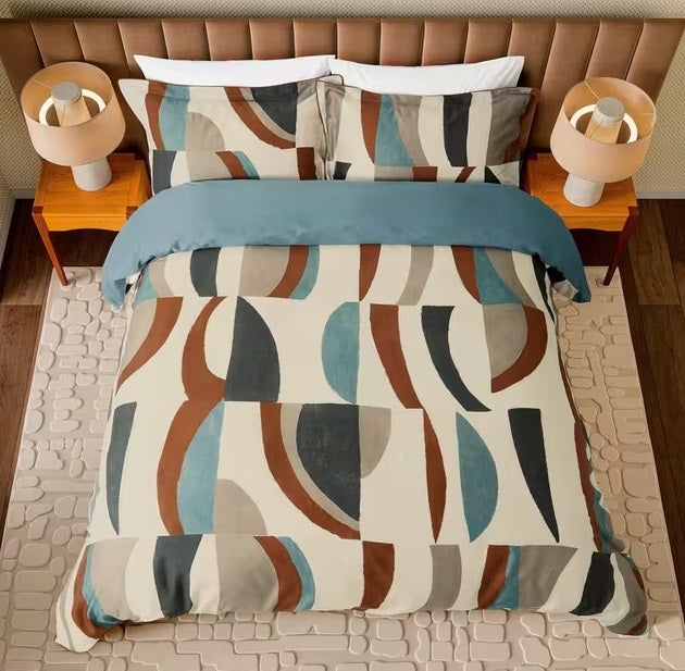 Harlequin Torillo Cotton King Duvet Cover - Black Earth/Cornflower/Walnut