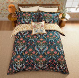 Morris & Co. Seasons Floral Indigo/Multi Cotton Duvet Cover Set - King Size