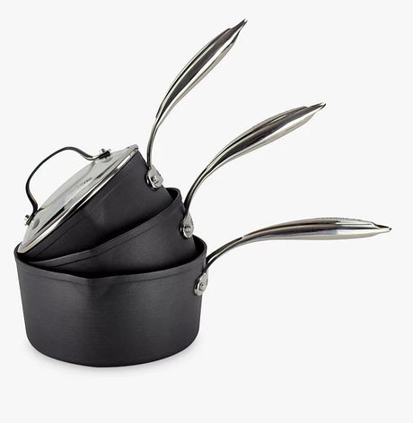 Eaziglide Neverstick3 Professional Non-Stick Lidded Saucepan Set 3 Piece - Kazoop 