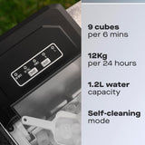 Daewoo SDA2931 12kg Portable Countertop Ice Cube Maker - Stainless Steel