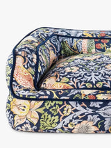 Morris & Co. Strawberry Thief Print Large Dog Sofa Bed - Navy Blue/Multi