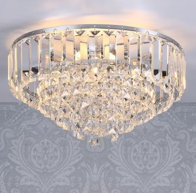 Laura Ashley Vienna Crystal Flush 3 Bulb IP20 Ceiling Light - Clear/Chrome