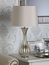 Laura Ashley Nevern Ribbed Glass Drum Shade Table Lamp - Champagne/Ivory