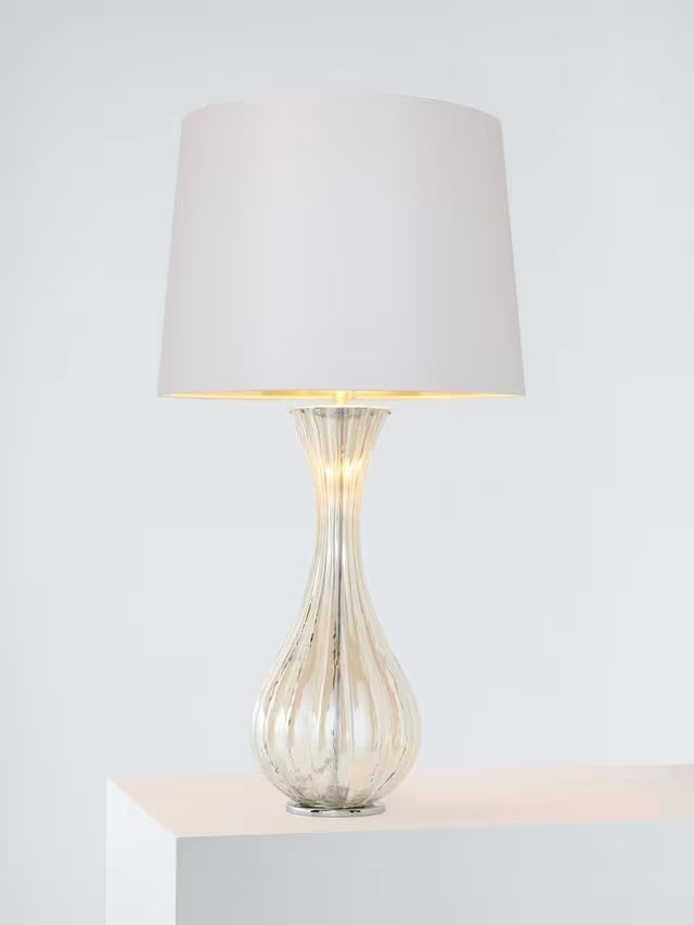 Laura Ashley Nevern Ribbed Glass Drum Shade Table Lamp - Champagne/Ivory