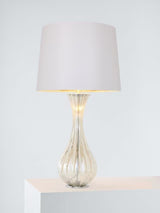Laura Ashley Nevern Ribbed Glass Drum Shade Table Lamp - Champagne/Ivory