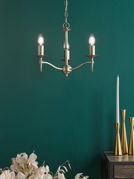 English Heritage Marble Hill 3 Light Pendant Ceiling Light - Metallic Brass