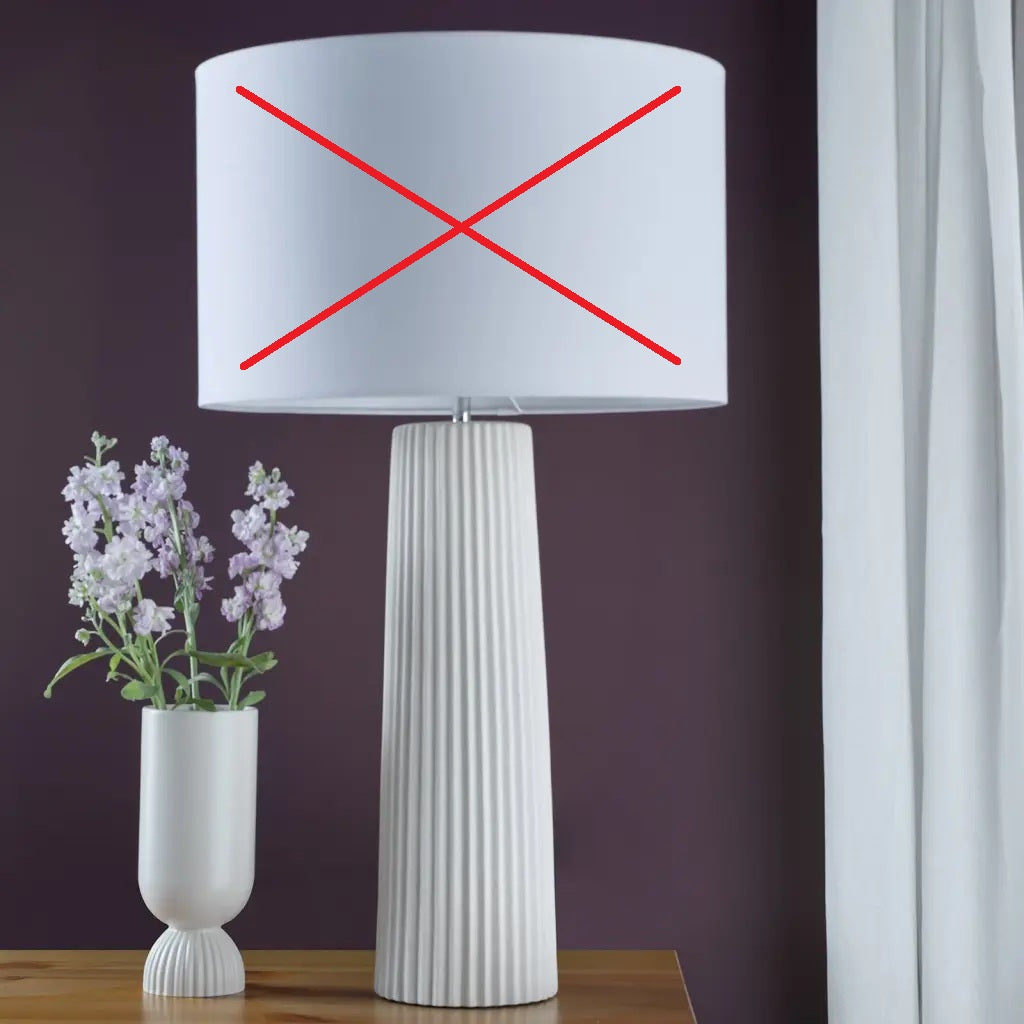 Där Myla Modern Ribbed Ceramic Table Lamp Base Only - Ivory White